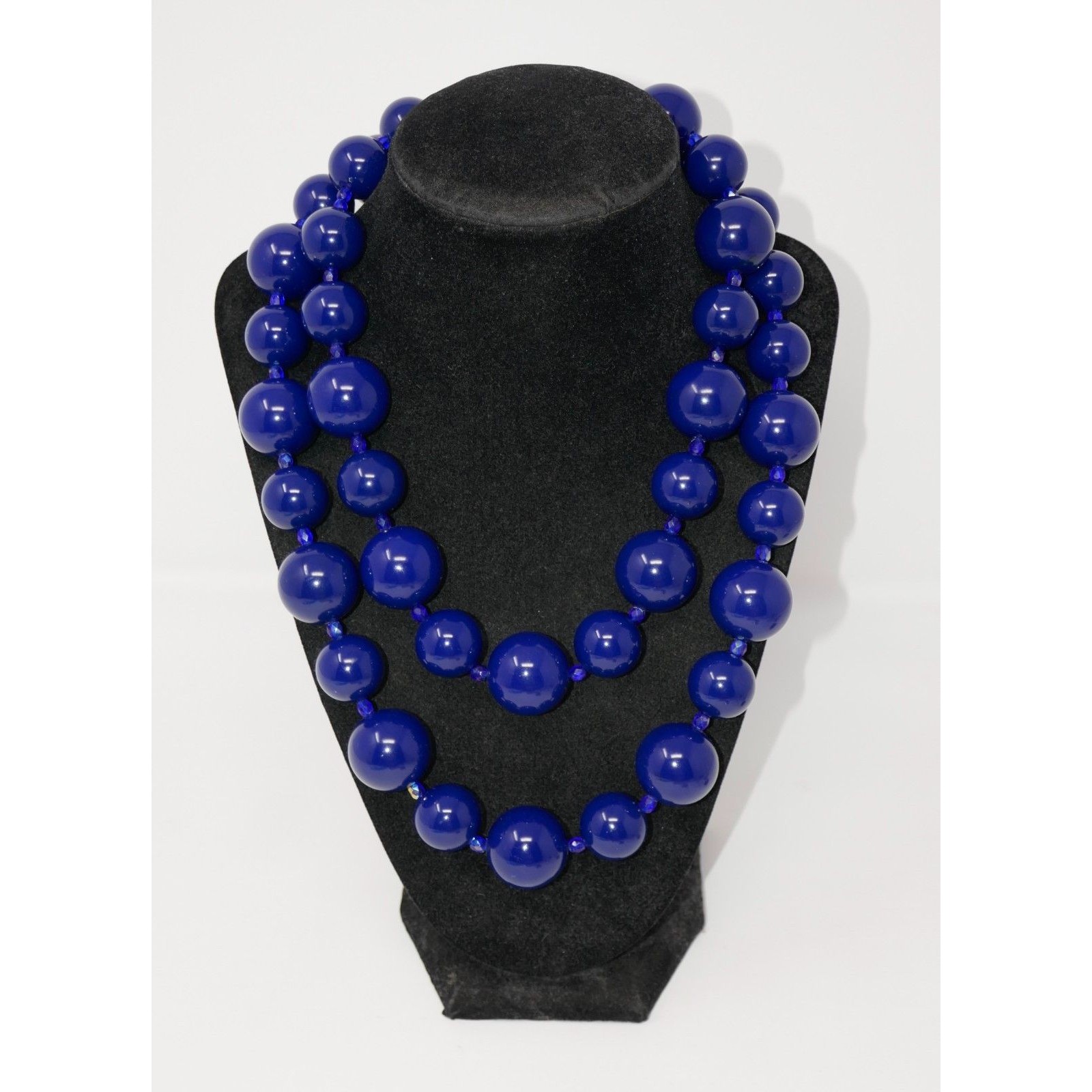 Ben-Amun Cobalt Navy Blue Chunky Beaded Necklace With Lobster Clasp